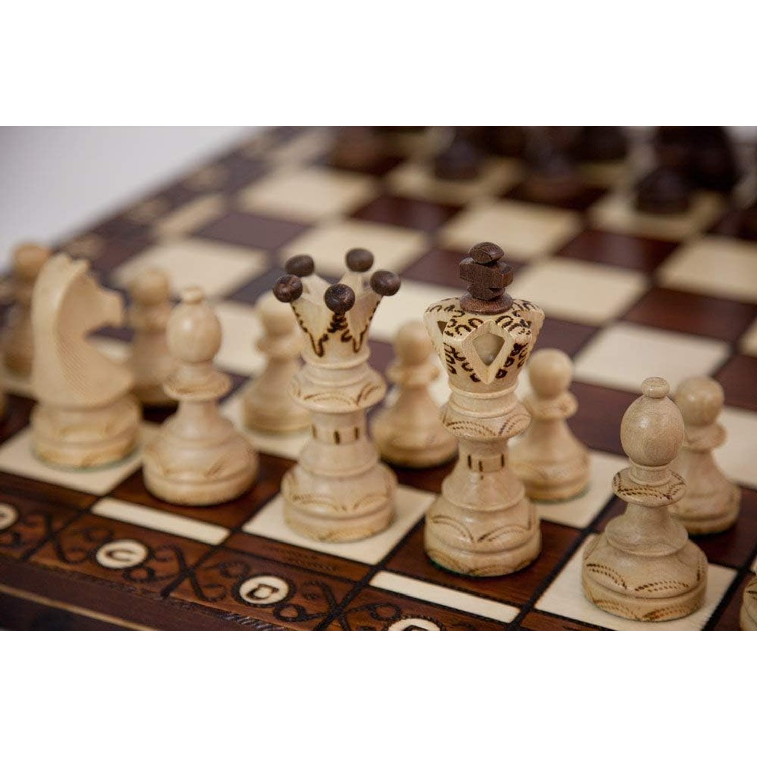 Handmade Wooden Chess Set with 21 inch Folding Board