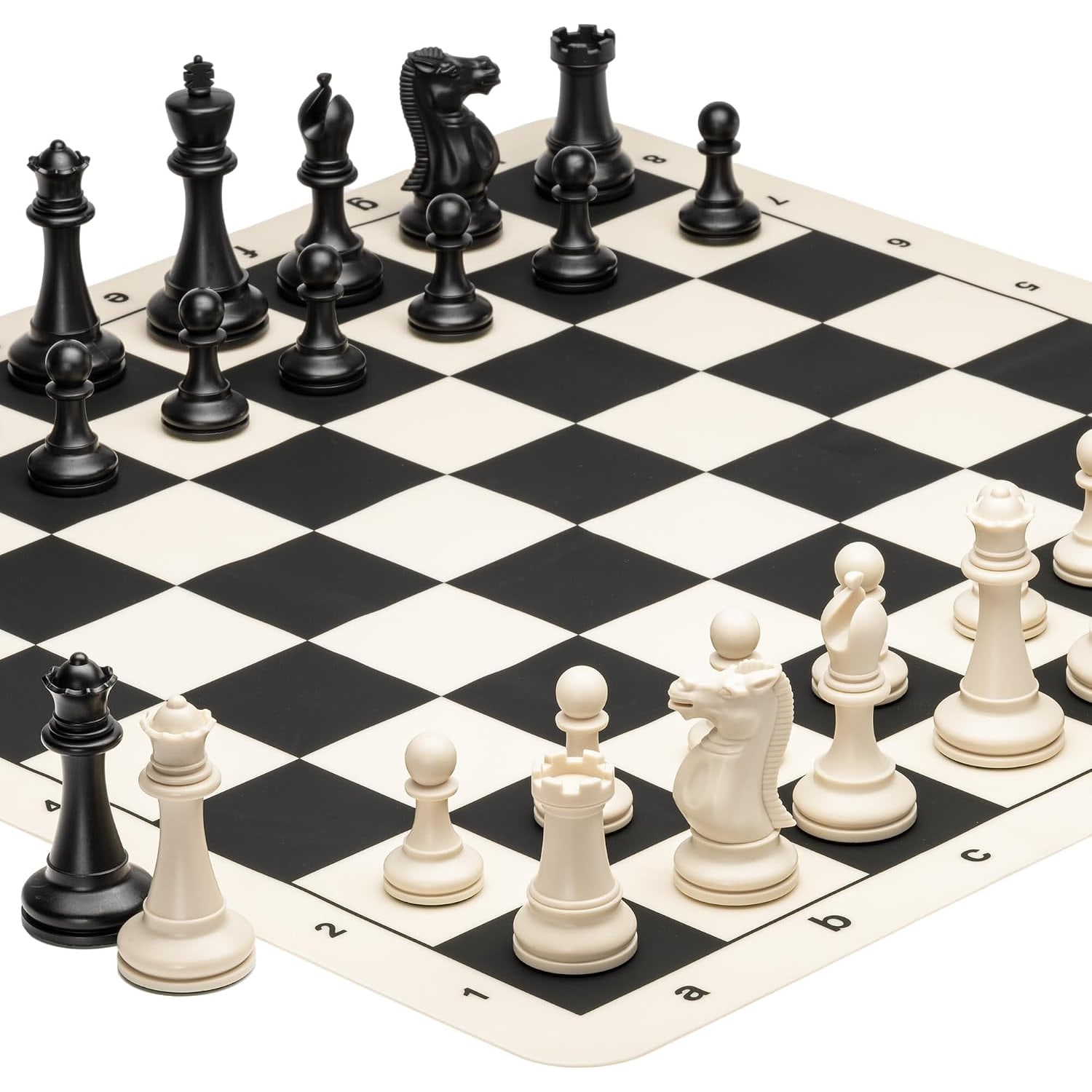 Tournament Chess Set with 20 Inch Roll Up Board and Weighted Pieces