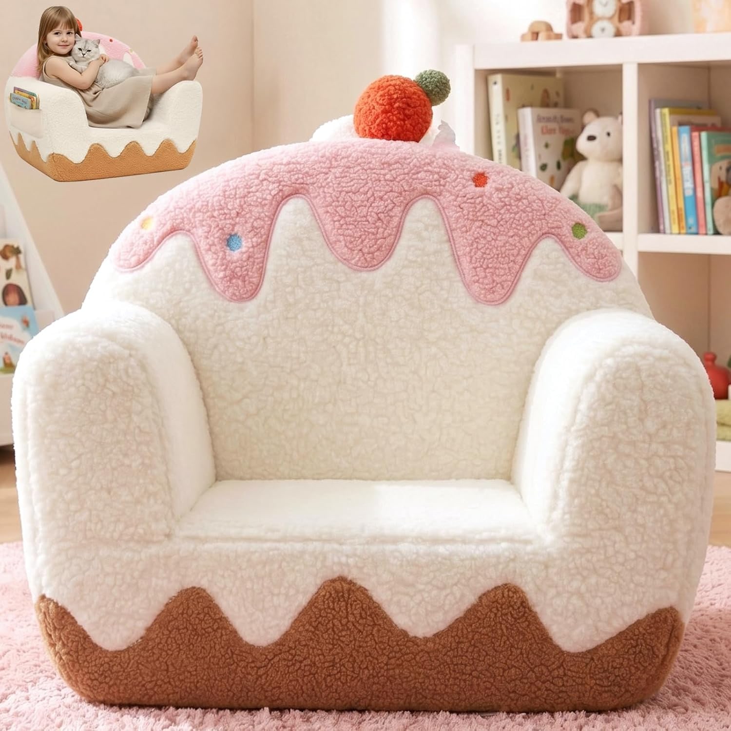 Sherpa Kids Sofa Chair with Book Pocket