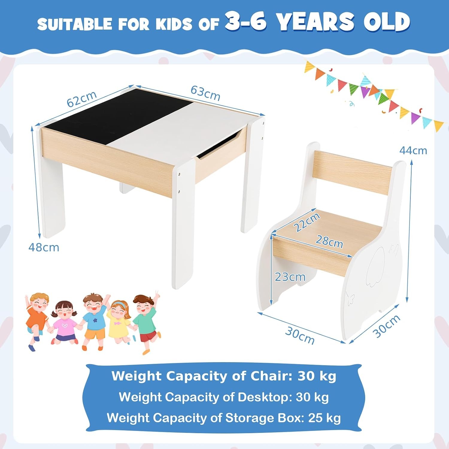 Kids Blackboard Table and 2 Chairs: image 6