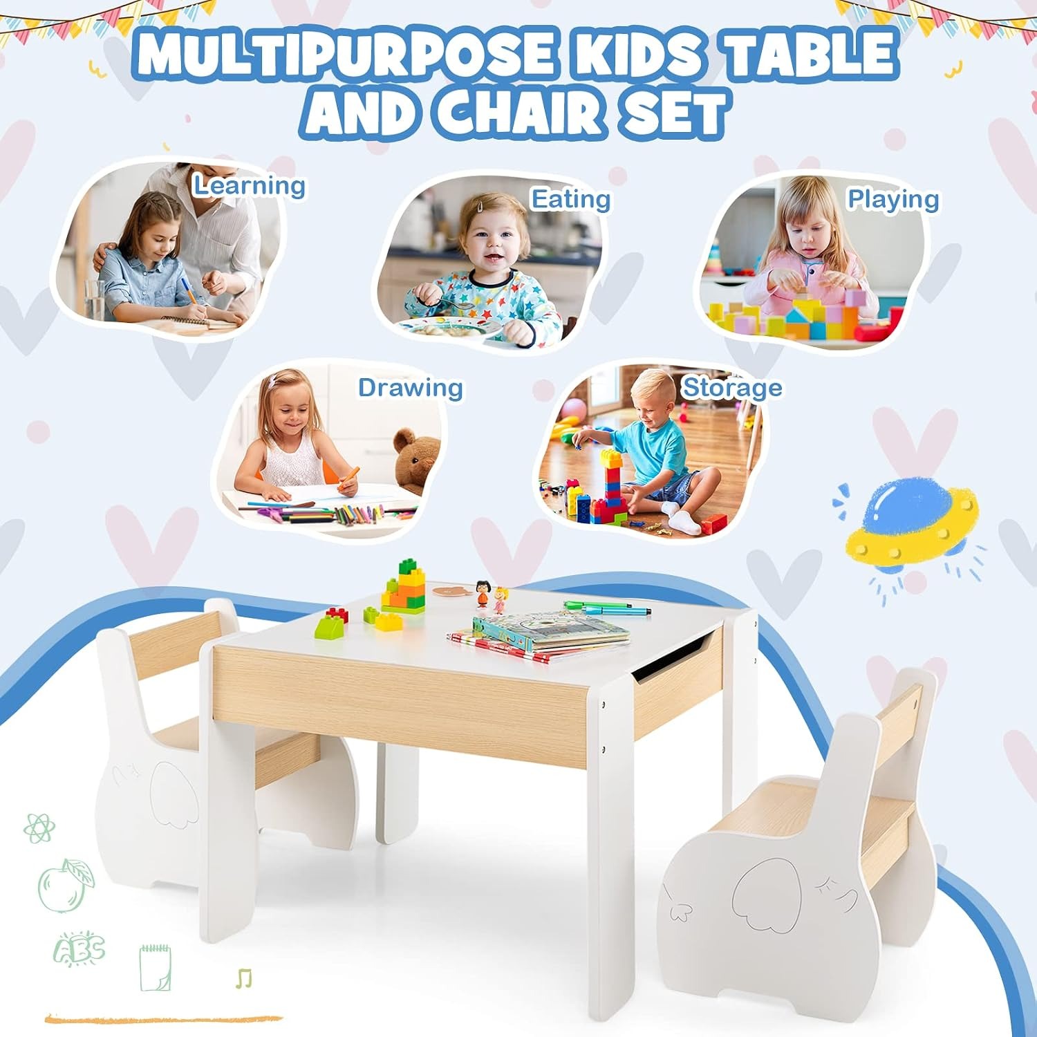 Kids Blackboard Table and 2 Chairs: image 8