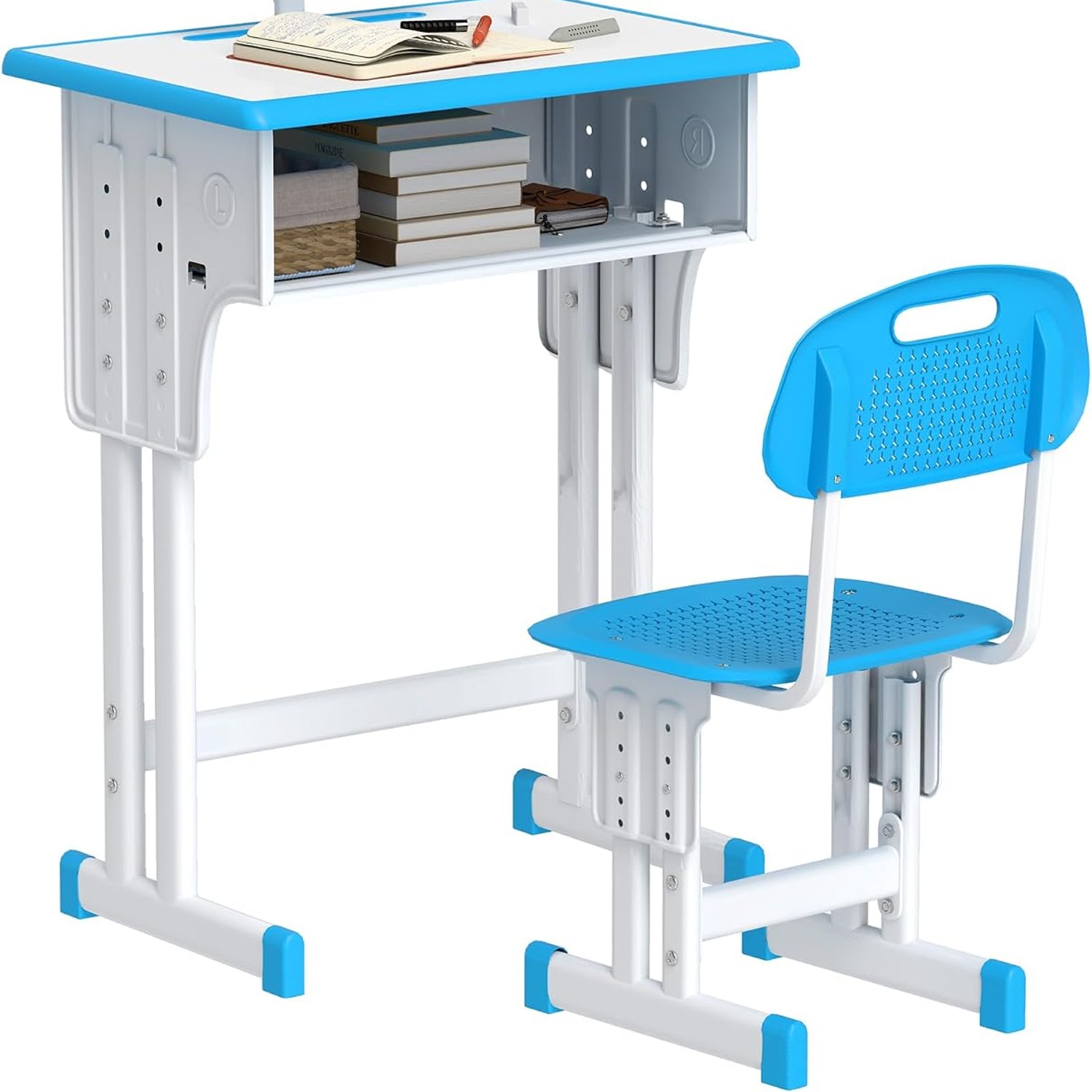 Adjustable Kids Desk and Chair Set with Drawer, detail view