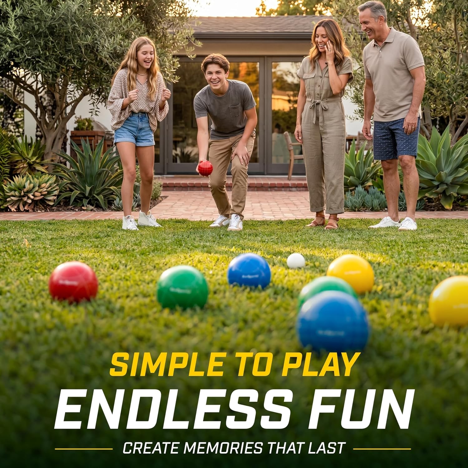 Backyard Bocce Set with 8 Balls, Pallino and Carry Case