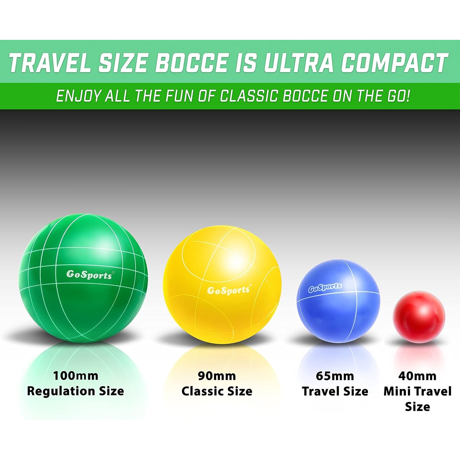 Mini Travel Bocce Set with 8 Balls, Pallino and Tote Bag