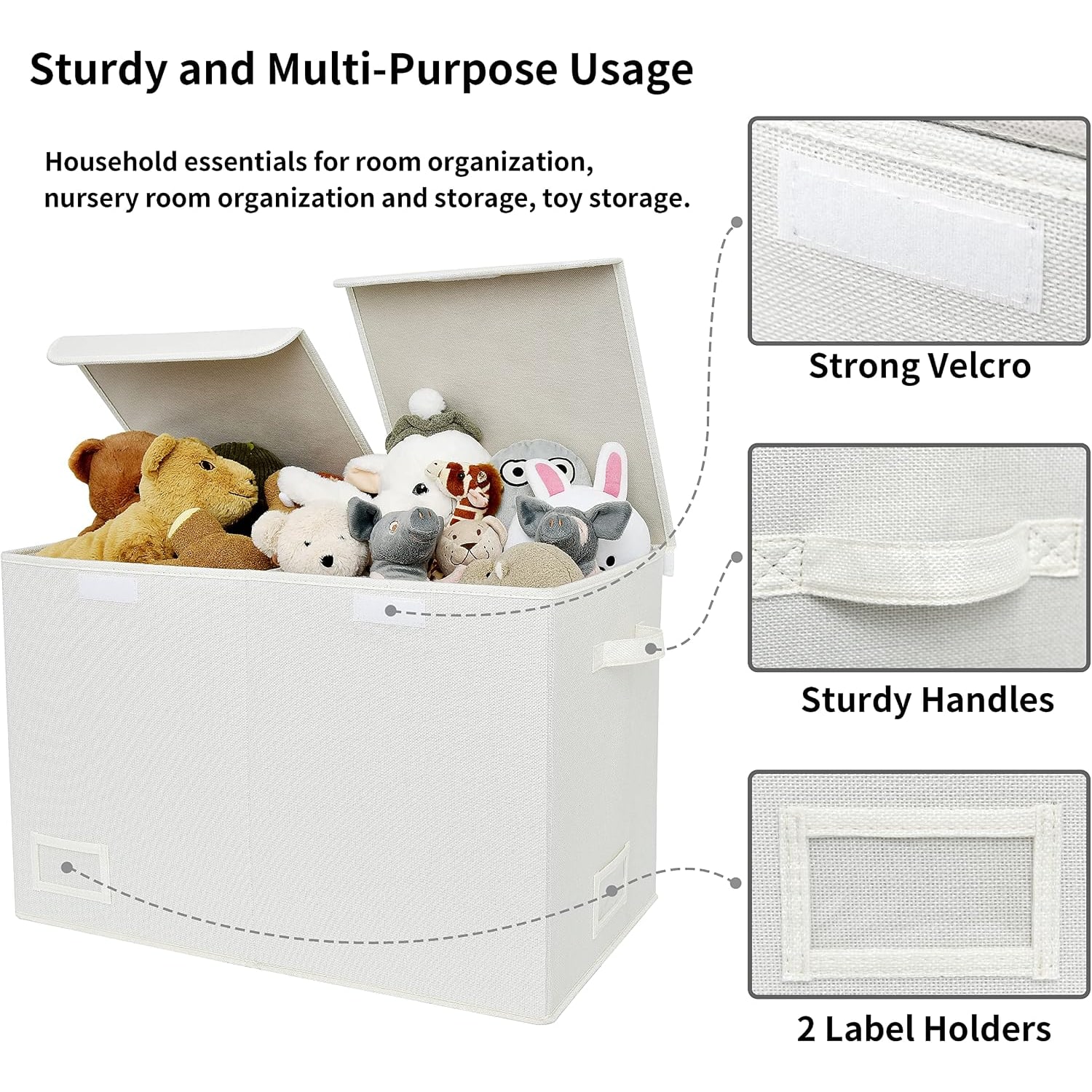 Large Toy Storage Box with Lid and Divider