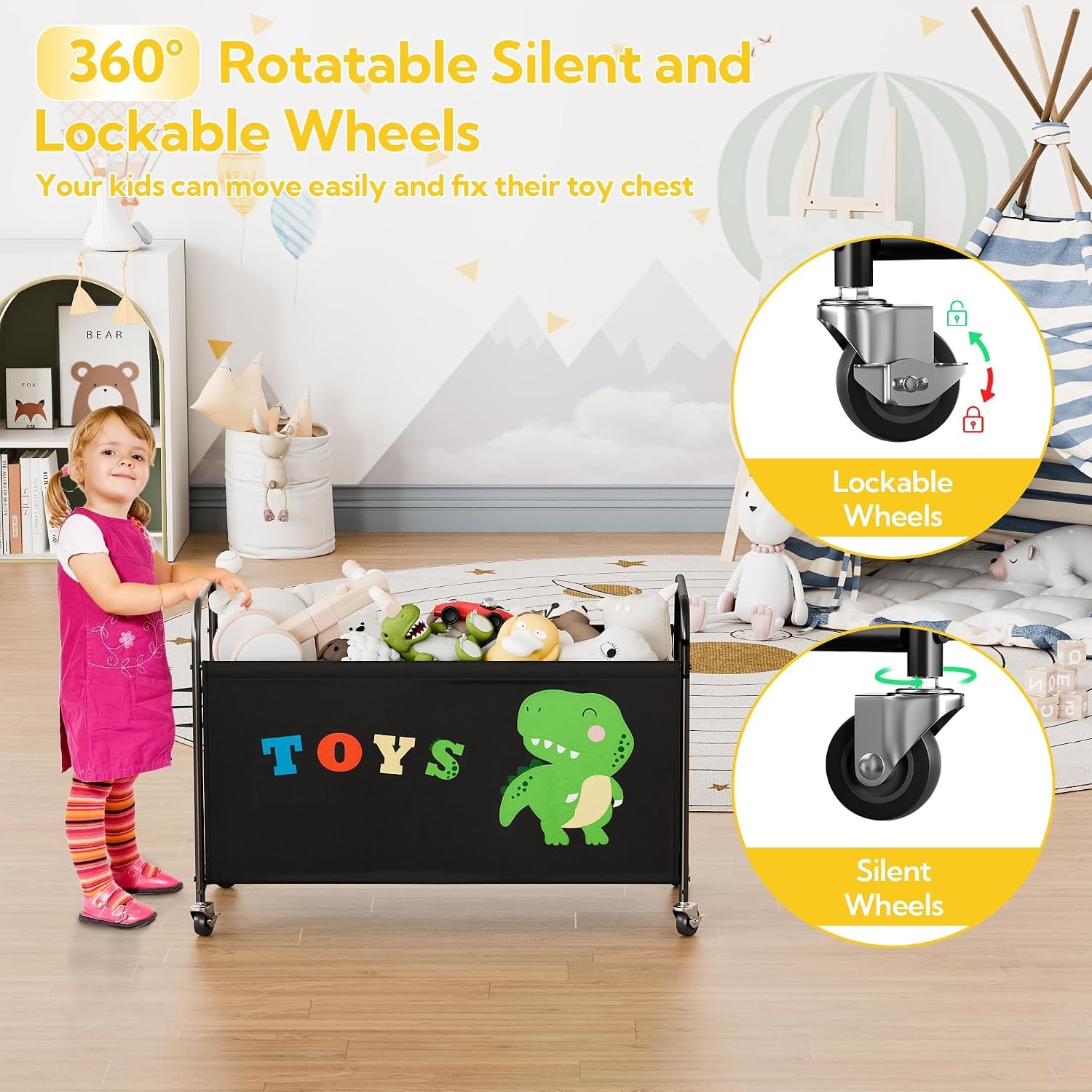 Rolling Toy Chest with Wheels: image 2