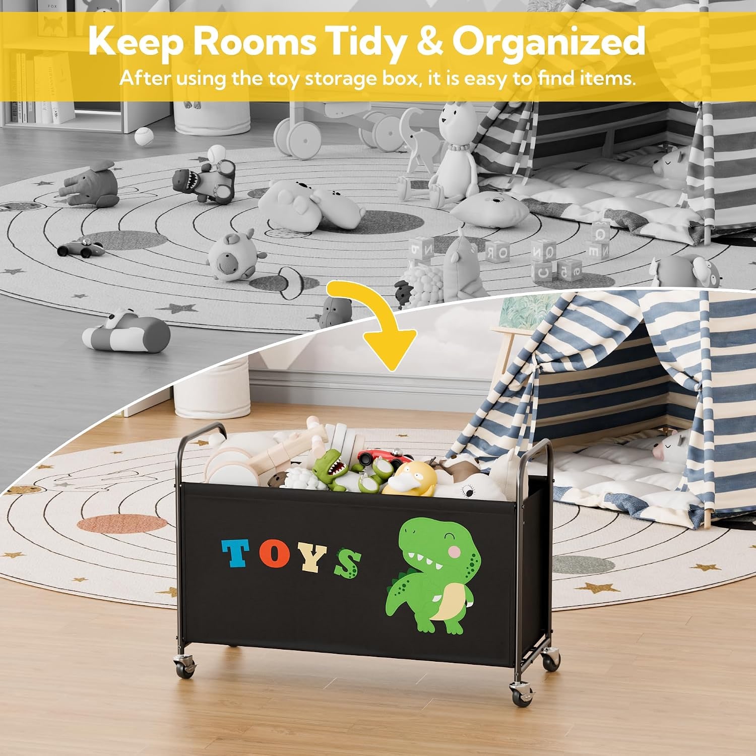 Rolling Toy Chest with Wheels: image 4